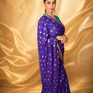 VASTRAYAM Blueish Purple Khaddi Buti Georgette Saree