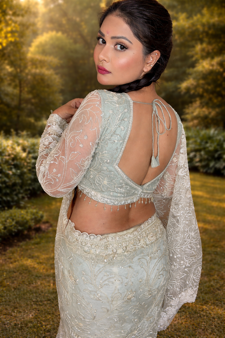 VASTRAYAM Luxury Heavy Embroidered Designer Net Saree