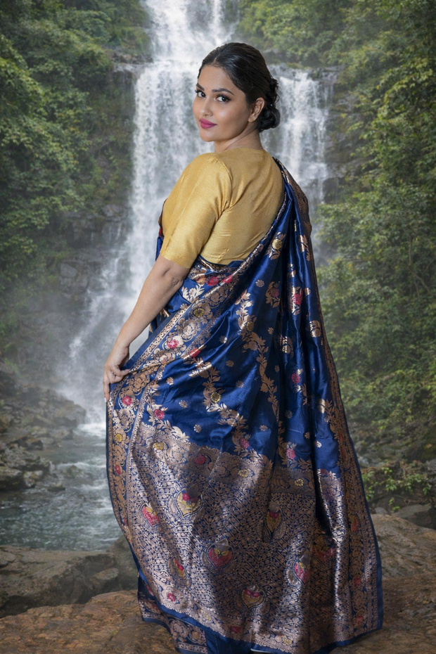 Royal Blue Banarasi Silk Saree – Woven Elegance