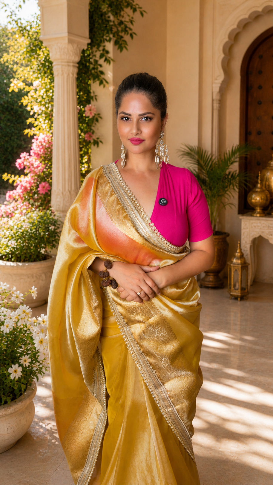 Tissue Silk Banarasi Saree with Designer Lace Work