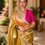 Tissue Silk Banarasi Saree with Designer Lace Work