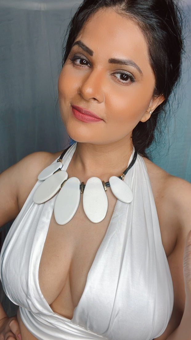VASTRAYAM  Halter Neck Satin Top