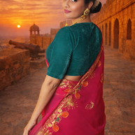 VASTRAYAM Exclusive Georgette Saree – Rich Pink