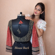 VASTRAYAM Red Ajrakh Printed Blouse (Front & Back)