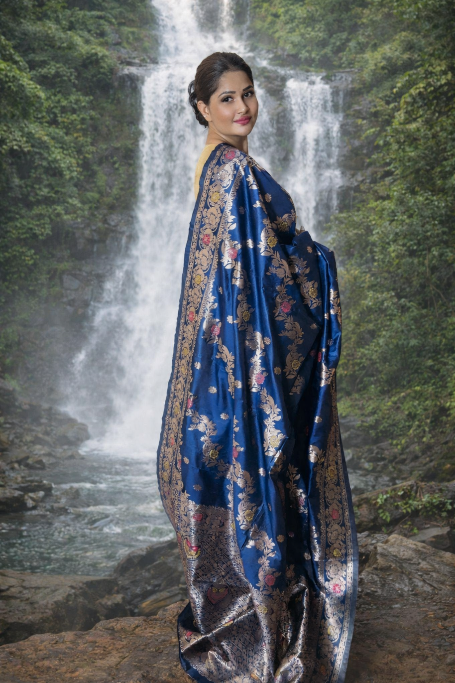 Royal Blue Banarasi Silk Saree – Woven Elegance