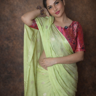 VASTRAYAM Exclusive Mint Green Banarasi Saree