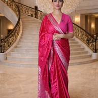 Bright Rani Pink Mashru Katan Silk Banarasi Saree