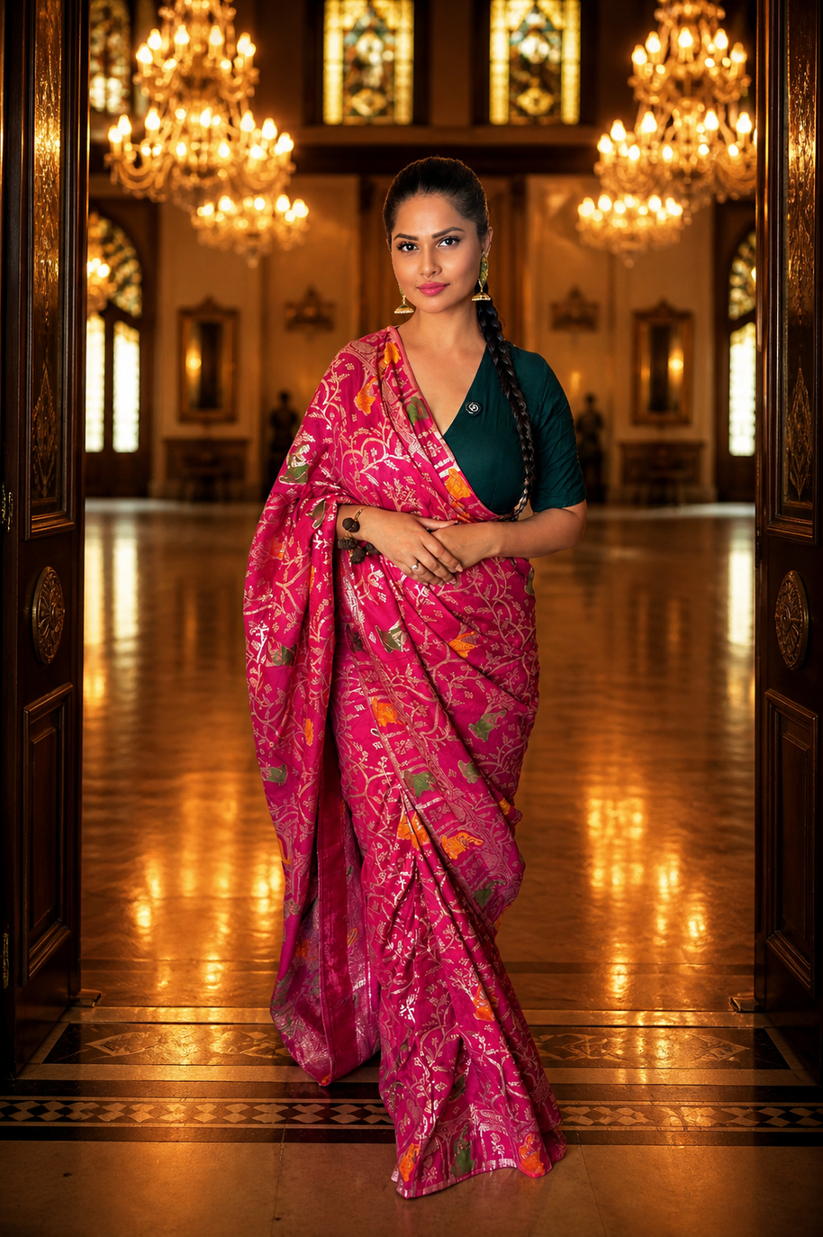 Royal Rani Pink Munga Silk Banarasi Saree