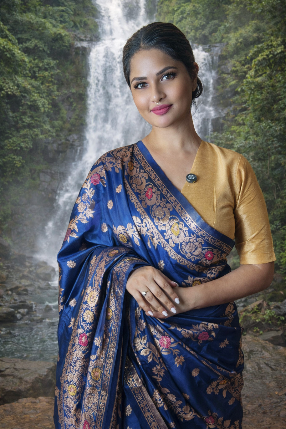 Royal Blue Banarasi Silk Saree – Woven Elegance