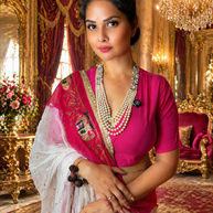 VASTRAYAM Premium White Pink Ombre Georgette Saree