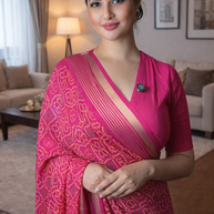 Bandhani Chiffon Saree with Thread Weaving Border