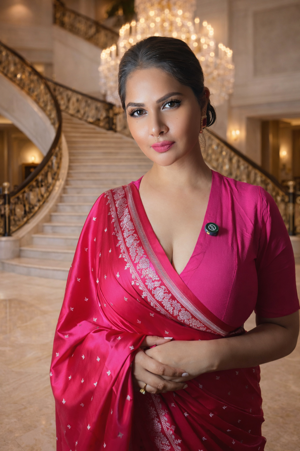 Bright Rani Pink Mashru Katan Silk Banarasi Saree
