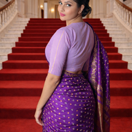 Purple Bandhej Chinon Silk Saree – Elegant Festive Wear