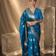 VASTRAYAM Kaishori Firozi Soft Banarasi Silk Saree