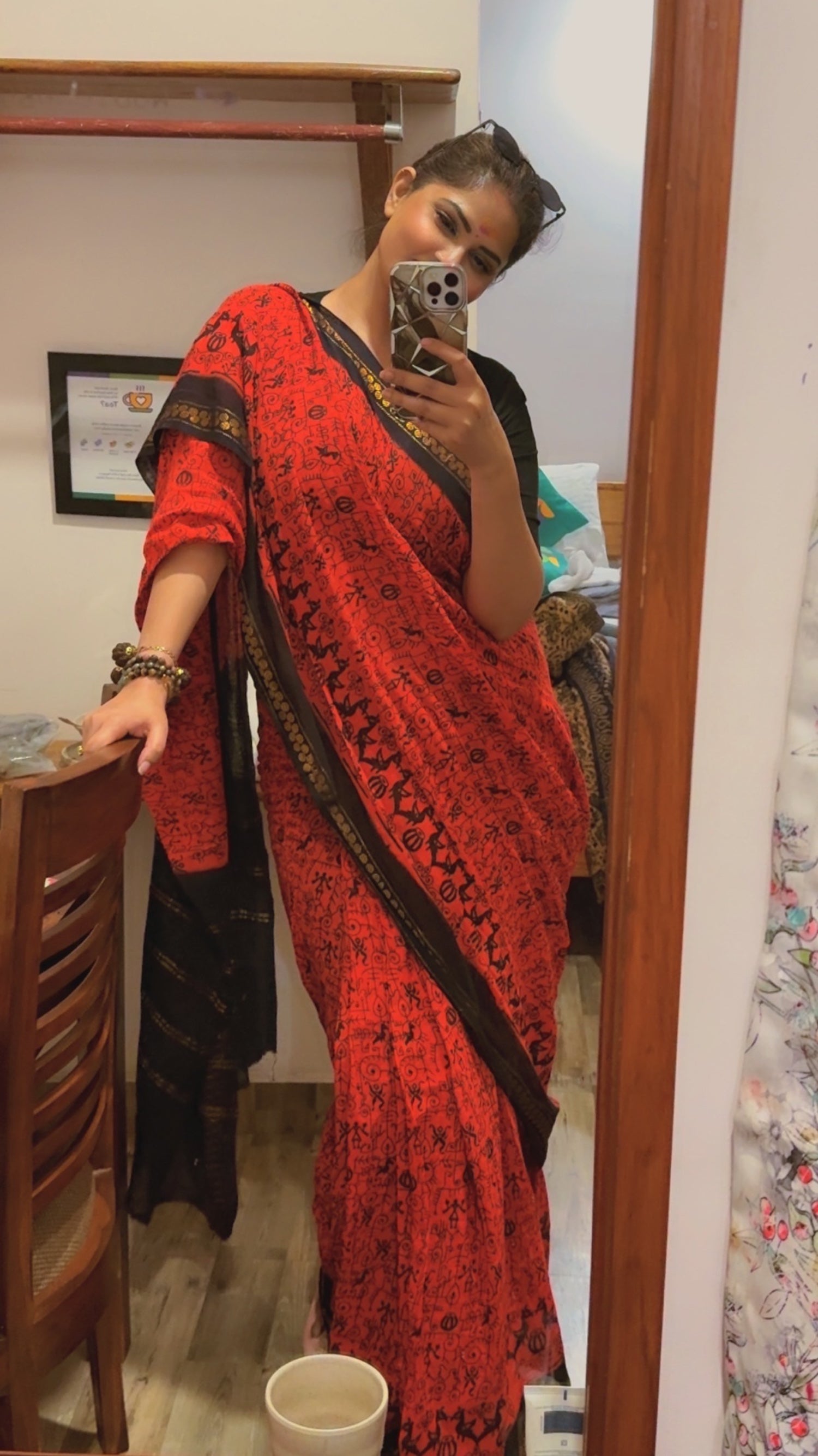 Pure Cotton Red Saree – Everyday Elegance