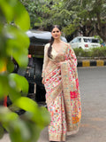 VASTRAYAM Exclusive Beige Printed Saree – Timeless Elegance