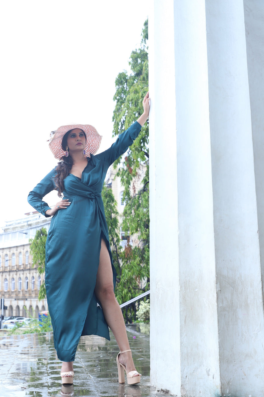 Emerald Teal Wrap Dress – Exclusive One Piece
