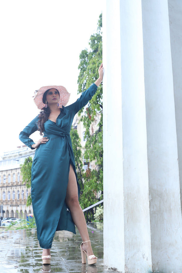 Emerald Teal Wrap Dress – Exclusive One Piece