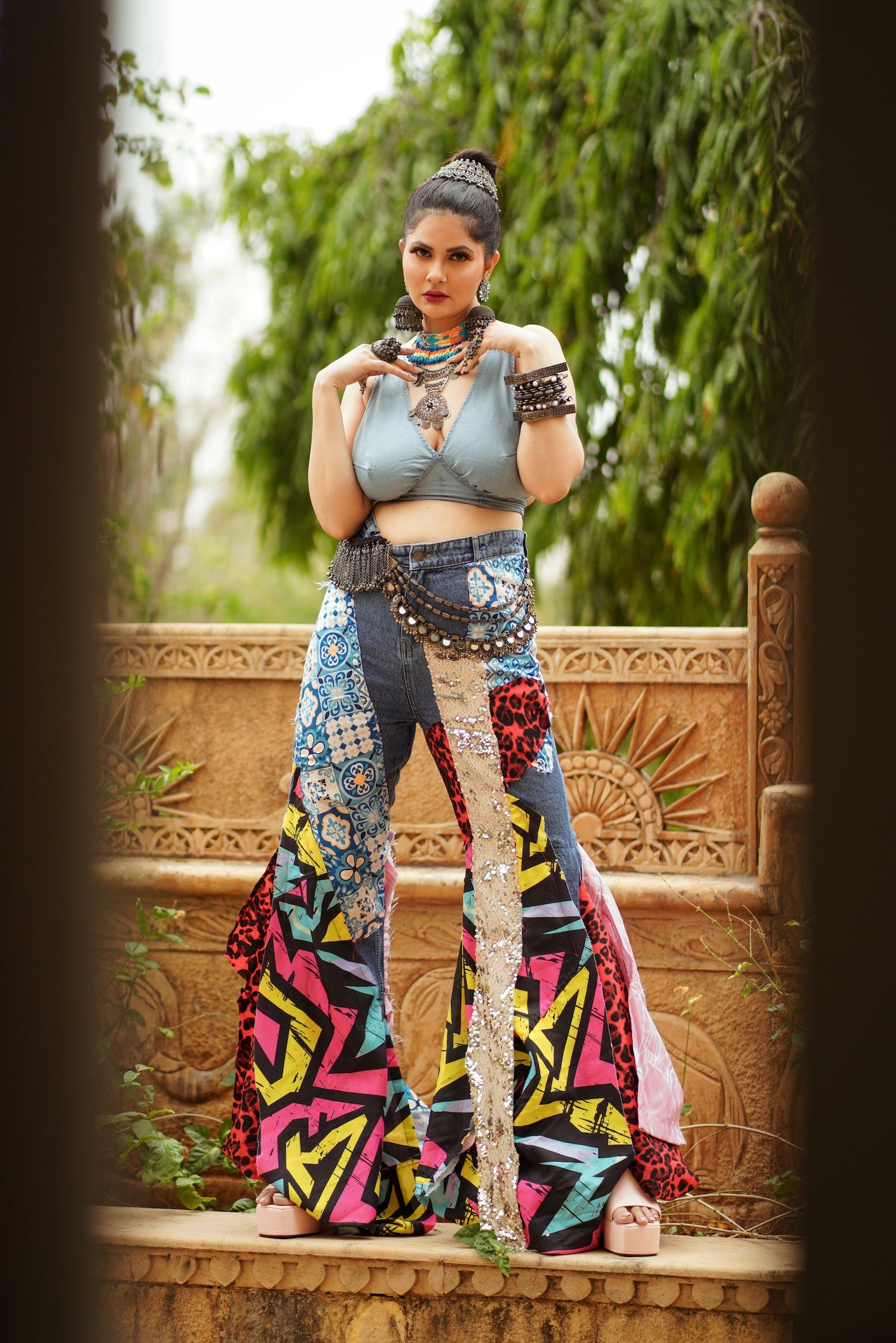 Denim Fusion Indo-Western Co-Ord Set