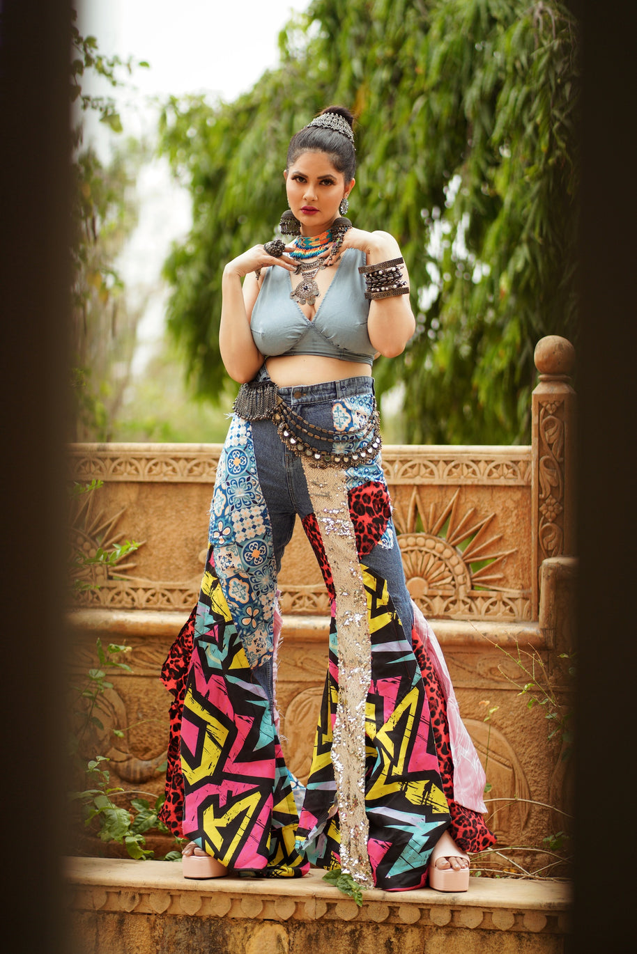 Denim Fusion Indo-Western Co-Ord Set