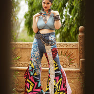 Denim Fusion Indo-Western Co-Ord Set