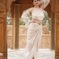 👉 “VASTRAYAM Golden Shine Two-Piece Couture Set