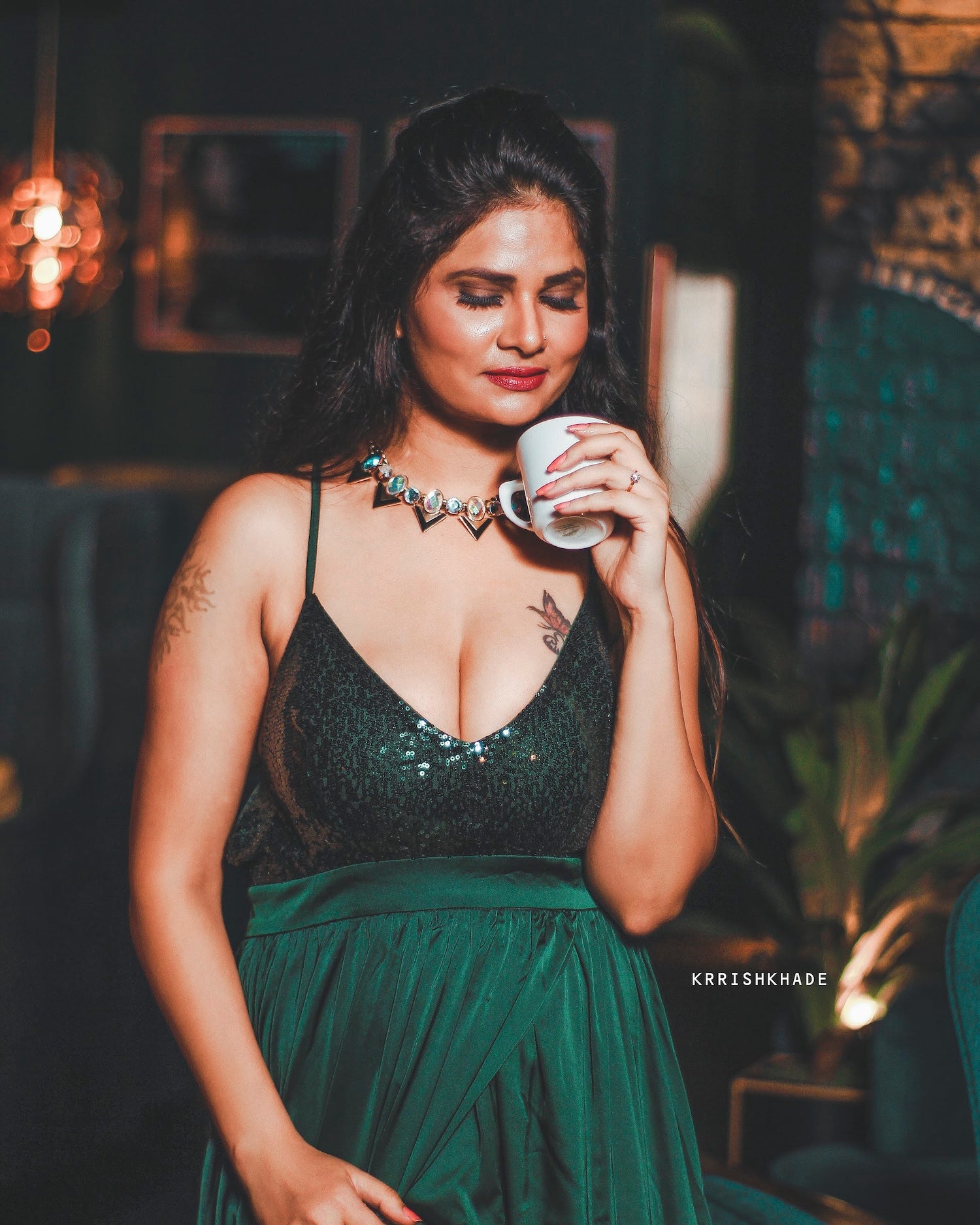 Emerald Elegance Party Gown | One of a Kind