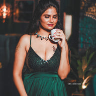 Emerald Elegance Party Gown | One of a Kind