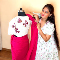 VASTRAYAM Magenta Ziya Khadi Cotton Saree with Exclusive Blouse