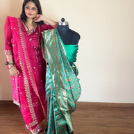 VASTRAYAM Exclusive Green Banarasi Silk Saree with Zari Weave