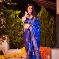 Royal Blue Banarasi Silk Saree