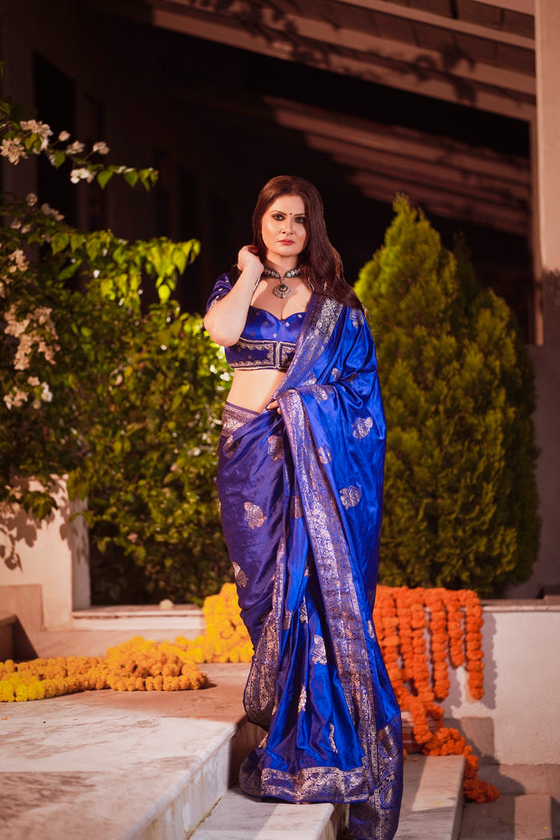 Royal Blue Banarasi Silk Saree