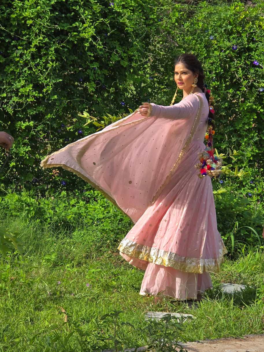 Elegant Blush Pink Anarkali Suit