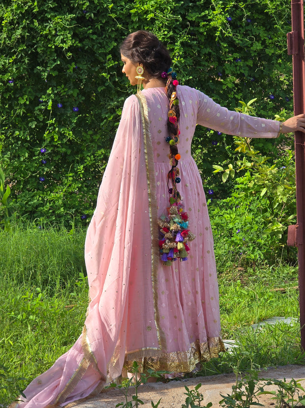 Elegant Blush Pink Anarkali Suit