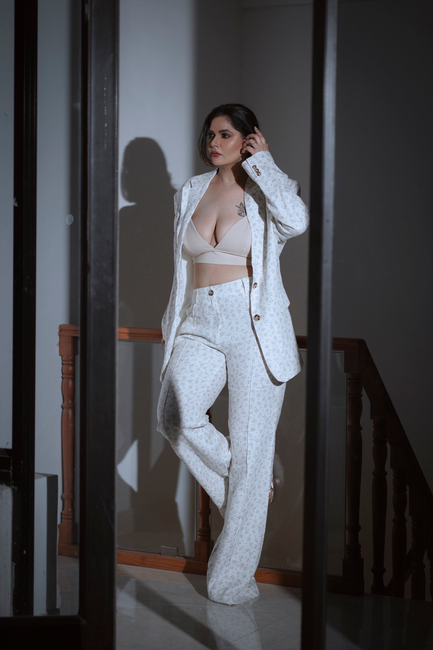 🤍 Off-White Printed Power Suit – Blazer & Trouser Set