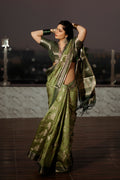 💚 Olive Green Designer Saree – Timeless Elegance