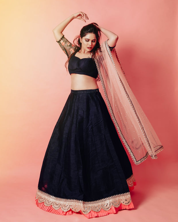 VASTRAYAM Exclusive Blue Lehenga Choli – One Piece