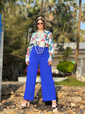 Luxury Floral  Western Co-Ord Set – Royal Blue