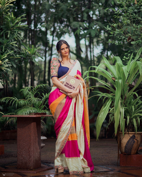 Handcrafted Multi-Fabric Patchwork Saree – 4 Sarees in One