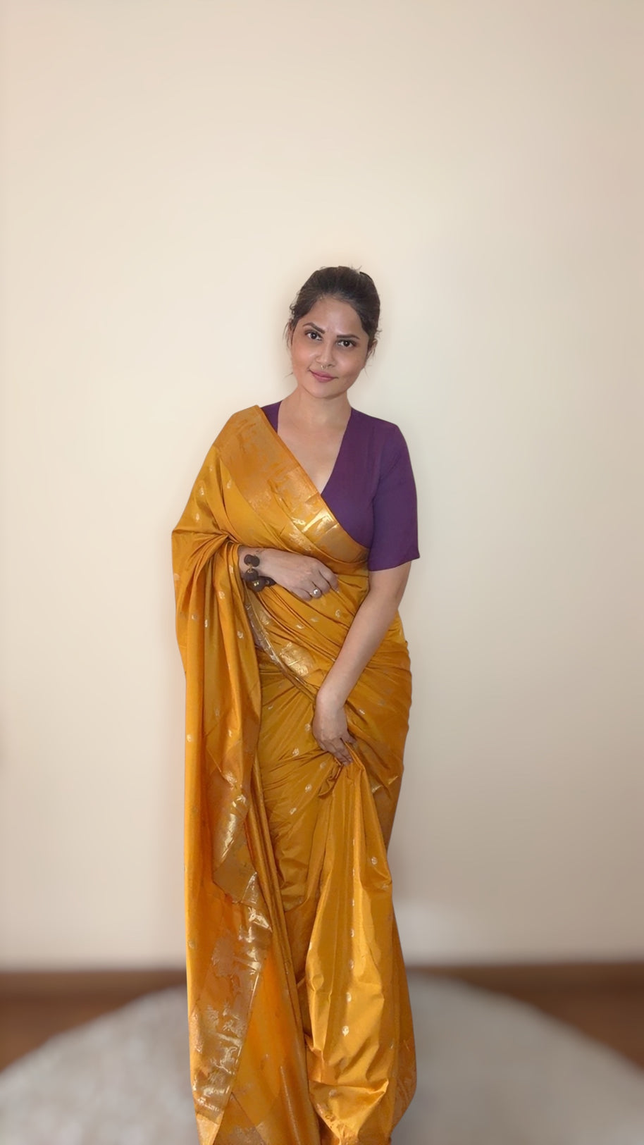 VASTRAYAM Chinmayi Mustard Yellow Banarasi Silk Saree