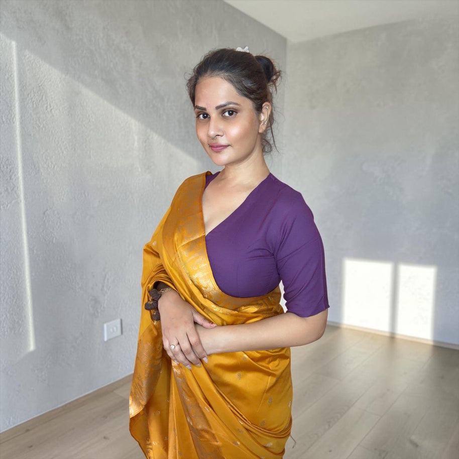 VASTRAYAM Chinmayi Mustard Yellow Banarasi Silk Saree