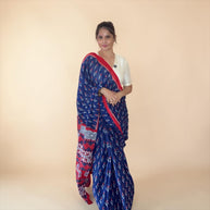 VASTRAYAM Exclusive Royal Blue Mulmul Cotton Saree