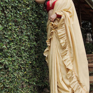 VASTRAYAM | Gold Draped Ethnic Dress –  Exclusive One Piece Only